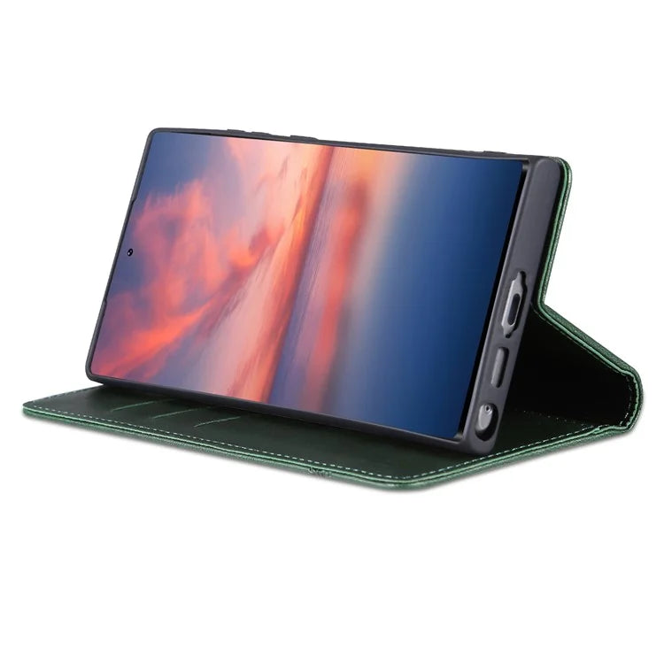 AZNS For Samsung Galaxy S24 Ultra Case Magnetic Suction Leather Phone Cover with Wallet Stand