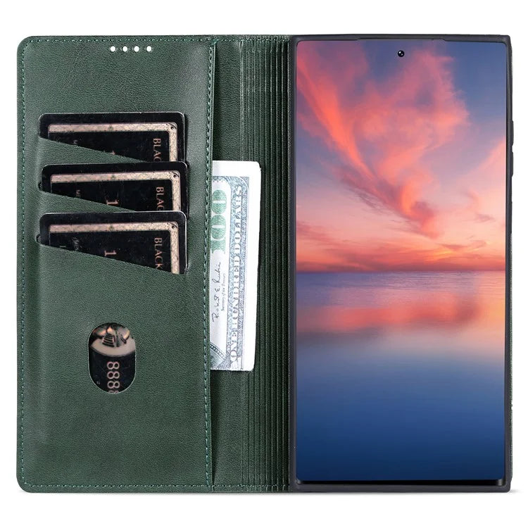 AZNS For Samsung Galaxy S24 Ultra Case Magnetic Suction Leather Phone Cover with Wallet Stand