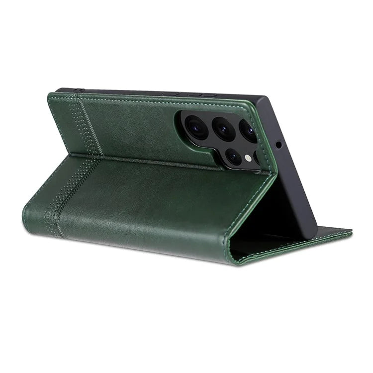 AZNS For Samsung Galaxy S24 Ultra Case Magnetic Suction Leather Phone Cover with Wallet Stand