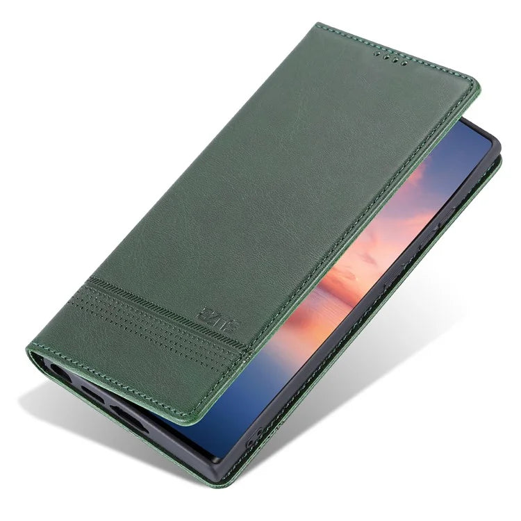 AZNS For Samsung Galaxy S24 Ultra Case Magnetic Suction Leather Phone Cover with Wallet Stand