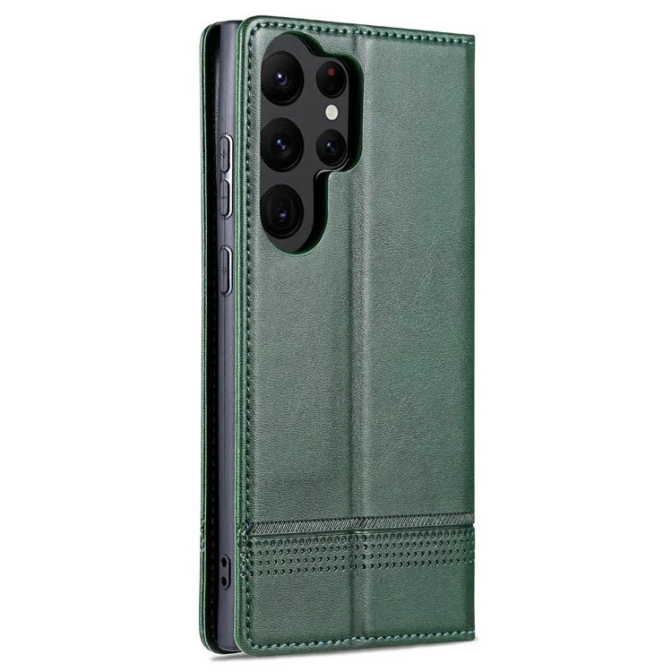 AZNS For Samsung Galaxy S24 Ultra Case Magnetic Suction Leather Phone Cover with Wallet Stand