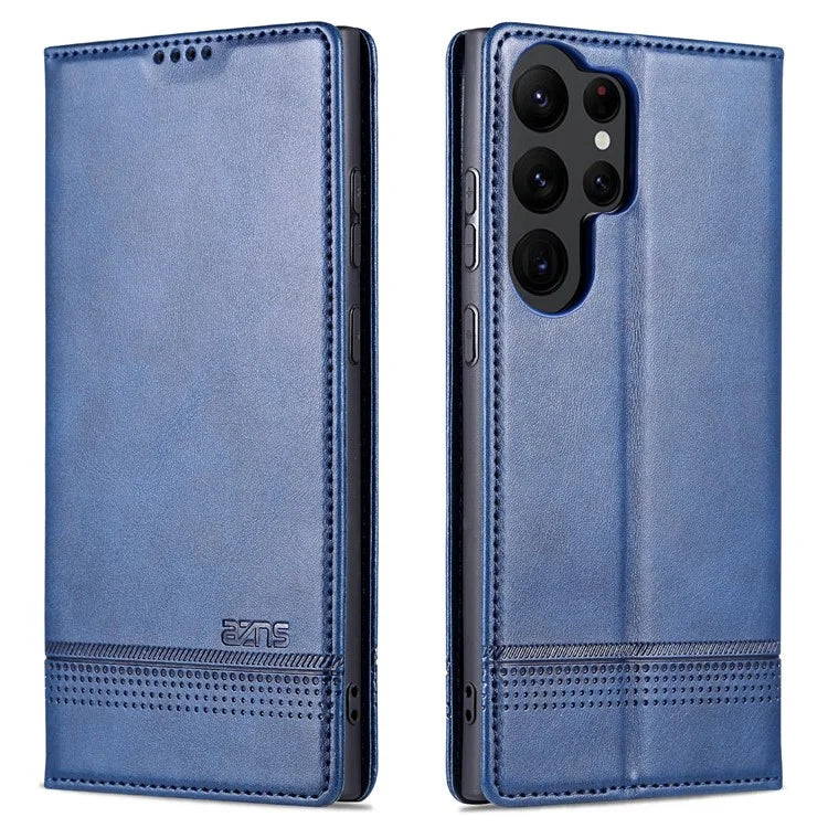 AZNS For Samsung Galaxy S24 Ultra Case Magnetic Suction Leather Phone Cover with Wallet Stand