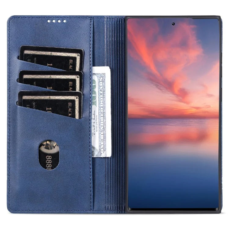 AZNS For Samsung Galaxy S24 Ultra Case Magnetic Suction Leather Phone Cover with Wallet Stand