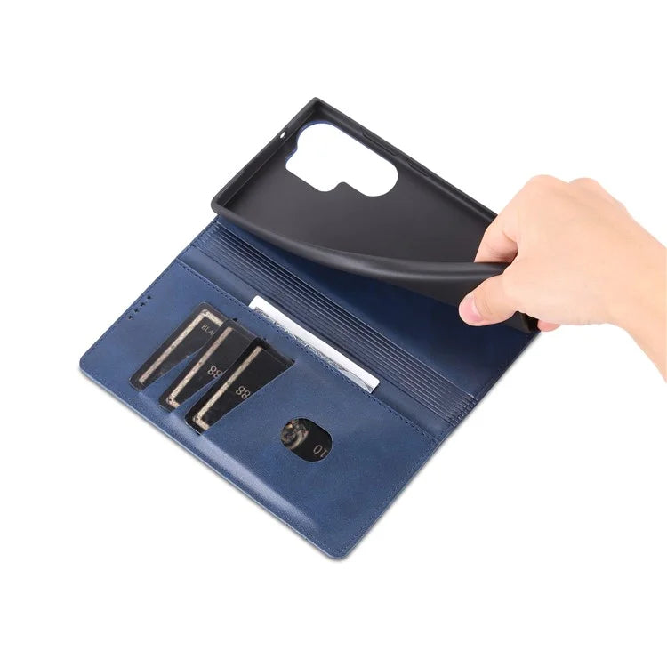 AZNS For Samsung Galaxy S24 Ultra Case Magnetic Suction Leather Phone Cover with Wallet Stand
