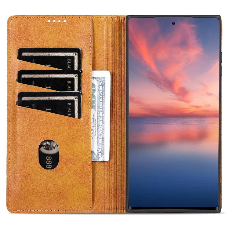 AZNS For Samsung Galaxy S24 Ultra Case Magnetic Suction Leather Phone Cover with Wallet Stand