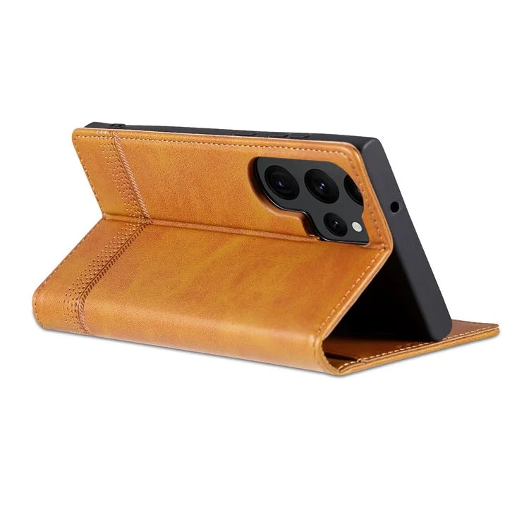 AZNS For Samsung Galaxy S24 Ultra Case Magnetic Suction Leather Phone Cover with Wallet Stand