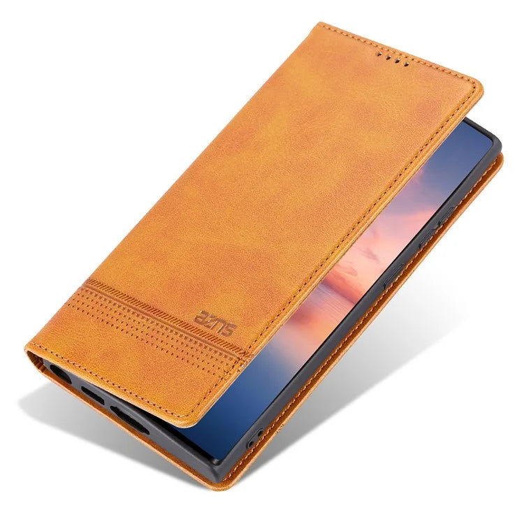 AZNS For Samsung Galaxy S24 Ultra Case Magnetic Suction Leather Phone Cover with Wallet Stand