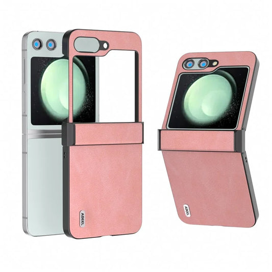 ABEEL For Samsung Galaxy Z Flip5 5G Phone Case PU Leather+PC Hinge Design Cover