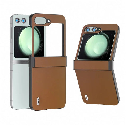 ABEEL For Samsung Galaxy Z Flip5 5G Phone Case Hinge Design Smooth Leather Back Cover