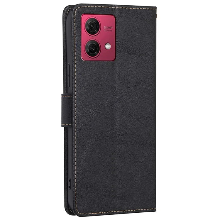 For Motorola Moto G84 5G Case PU Leather RFID Blocking Cowhide Texture Phone Protector