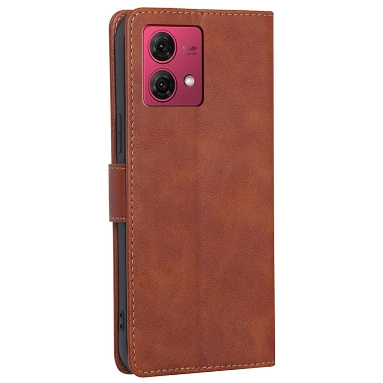 For Motorola Moto G84 5G Case PU Leather RFID Blocking Cowhide Texture Phone Protector