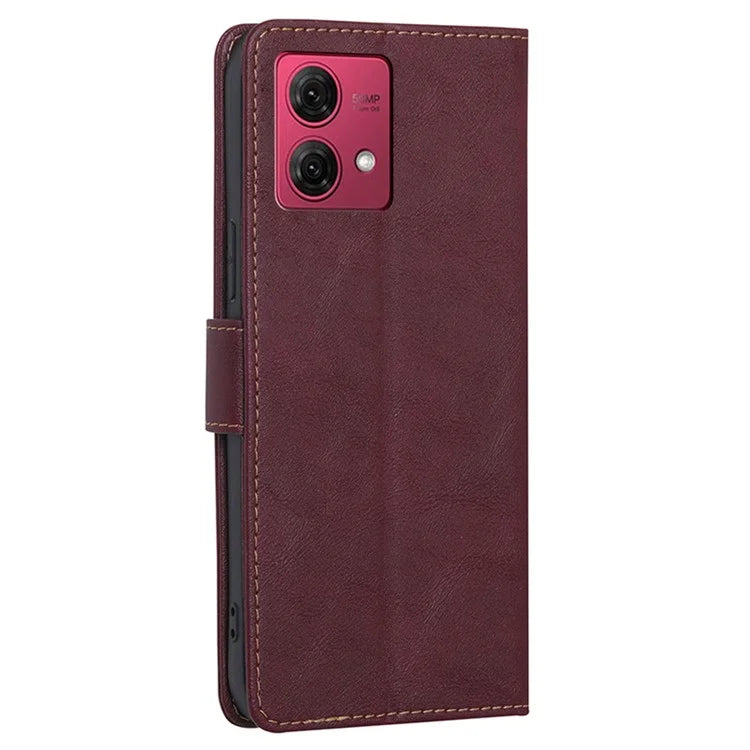 For Motorola Moto G84 5G Case PU Leather RFID Blocking Cowhide Texture Phone Protector
