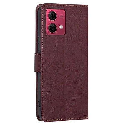 For Motorola Moto G84 5G Case PU Leather RFID Blocking Cowhide Texture Phone Protector