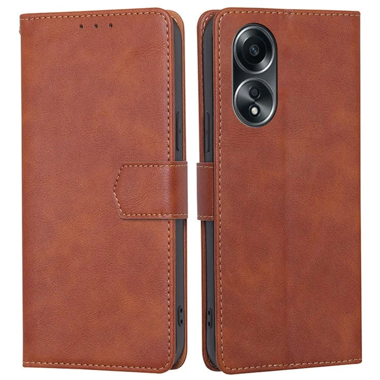 For Oppo A58 4G Case Cowhide Texture RFID Blocking PU Leather Smart Phone Cover
