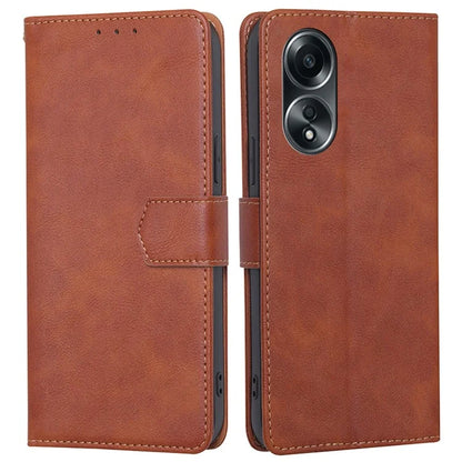For Oppo A58 4G Case Cowhide Texture RFID Blocking PU Leather Smart Phone Cover