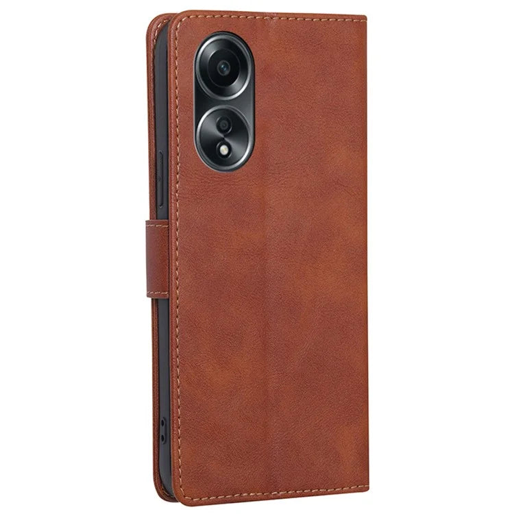For Oppo A58 4G Case Cowhide Texture RFID Blocking PU Leather Smart Phone Cover