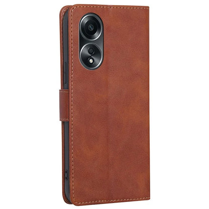 For Oppo A58 4G Case Cowhide Texture RFID Blocking PU Leather Smart Phone Cover