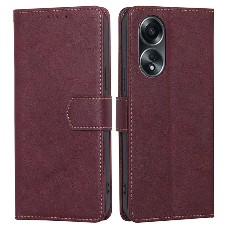 For Oppo A58 4G Case Cowhide Texture RFID Blocking PU Leather Smart Phone Cover