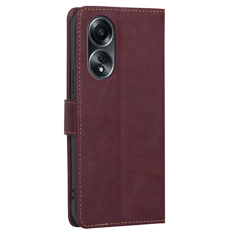 For Oppo A58 4G Case Cowhide Texture RFID Blocking PU Leather Smart Phone Cover