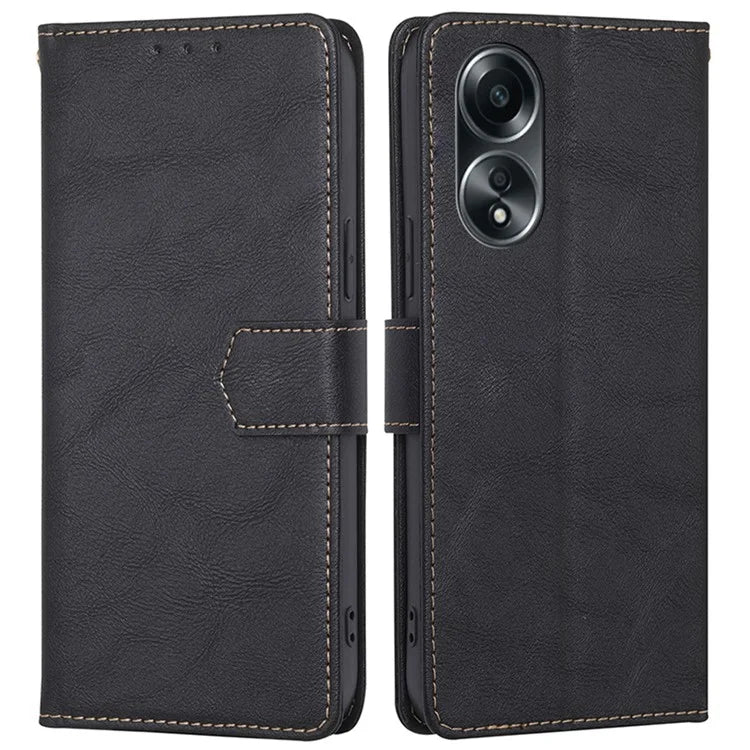 For Oppo A58 4G Case Cowhide Texture RFID Blocking PU Leather Smart Phone Cover