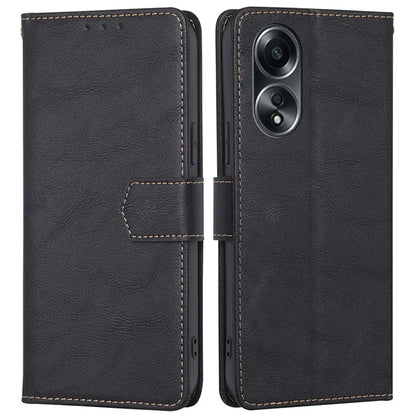 For Oppo A58 4G Case Cowhide Texture RFID Blocking PU Leather Smart Phone Cover