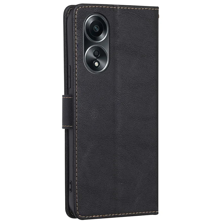 For Oppo A58 4G Case Cowhide Texture RFID Blocking PU Leather Smart Phone Cover