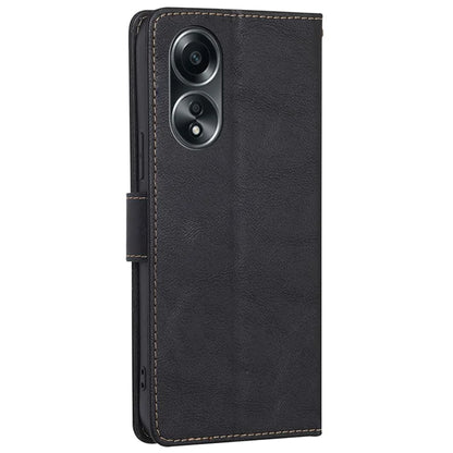 For Oppo A58 4G Case Cowhide Texture RFID Blocking PU Leather Smart Phone Cover