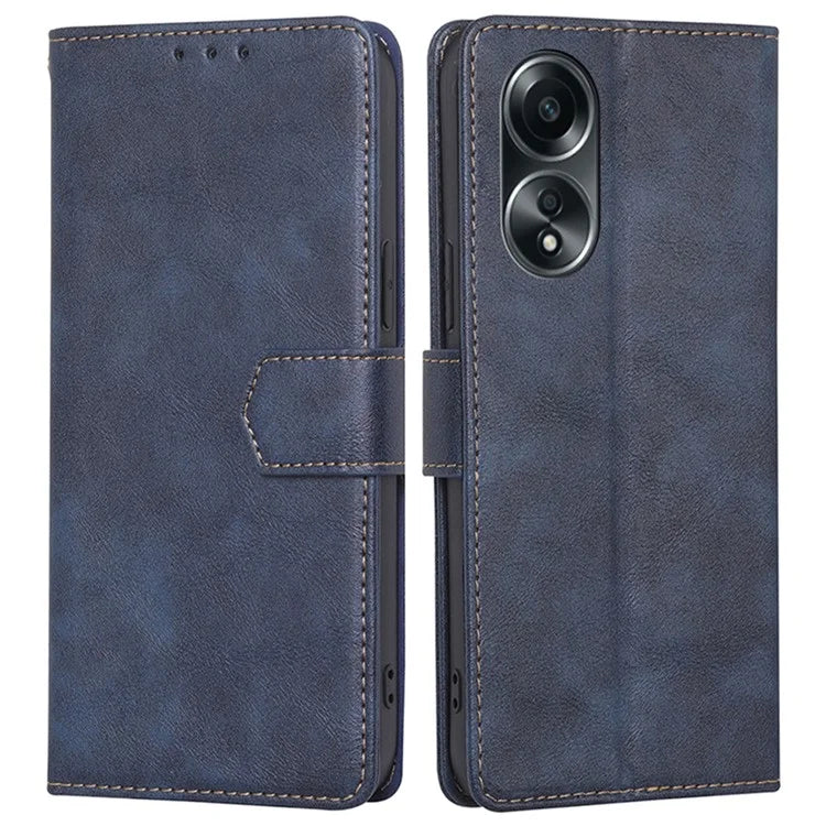 For Oppo A58 4G Case Cowhide Texture RFID Blocking PU Leather Smart Phone Cover