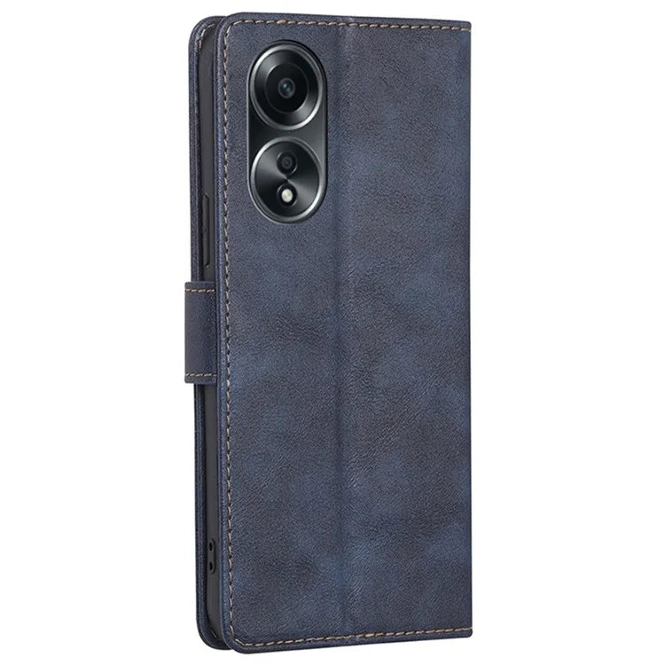 For Oppo A58 4G Case Cowhide Texture RFID Blocking PU Leather Smart Phone Cover