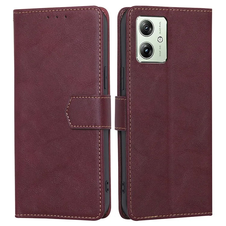 For Motorola Moto G54 5G Phone Case Cowhide Texture RFID Blocking Wallet Stand Shell