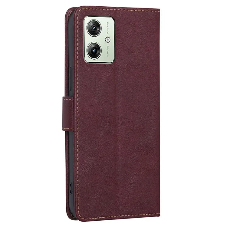 For Motorola Moto G54 5G Phone Case Cowhide Texture RFID Blocking Wallet Stand Shell