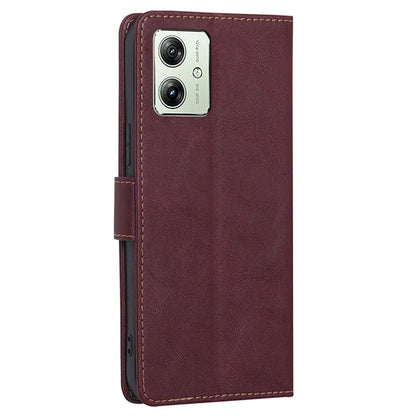 For Motorola Moto G54 5G Phone Case Cowhide Texture RFID Blocking Wallet Stand Shell