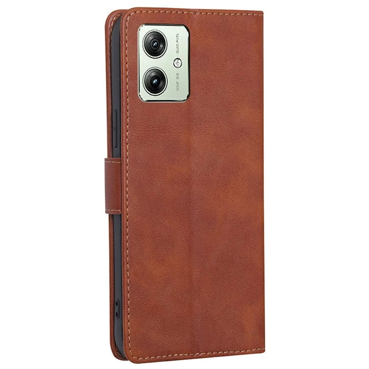 For Motorola Moto G54 5G Phone Case Cowhide Texture RFID Blocking Wallet Stand Shell