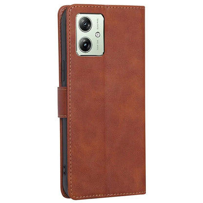 For Motorola Moto G54 5G Phone Case Cowhide Texture RFID Blocking Wallet Stand Shell