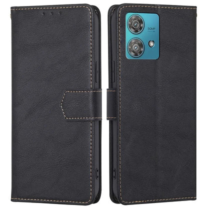 For Motorola Edge 40 Neo 5G Case Cowhide Texture RFID Blocking Stand Phone Shell