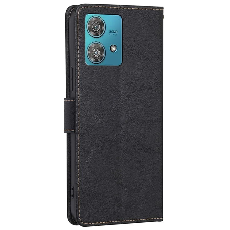 For Motorola Edge 40 Neo 5G Case Cowhide Texture RFID Blocking Stand Phone Shell