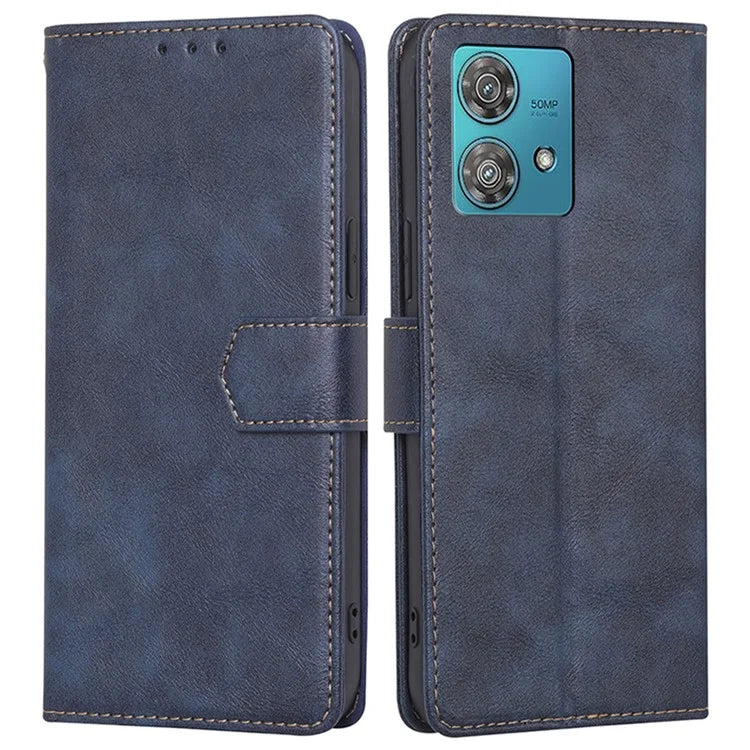 For Motorola Edge 40 Neo 5G Case Cowhide Texture RFID Blocking Stand Phone Shell