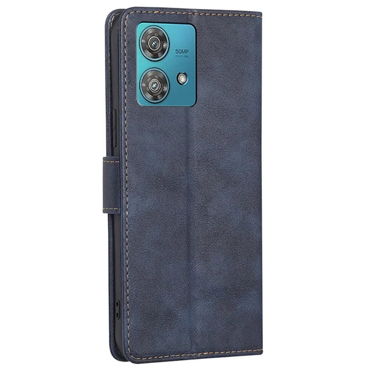 For Motorola Edge 40 Neo 5G Case Cowhide Texture RFID Blocking Stand Phone Shell