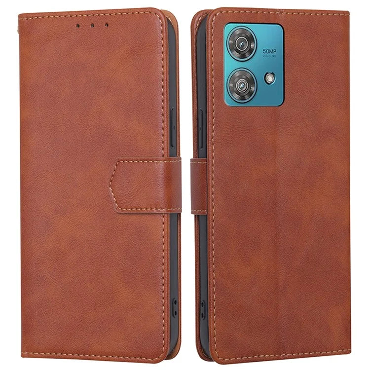 For Motorola Edge 40 Neo 5G Case Cowhide Texture RFID Blocking Stand Phone Shell