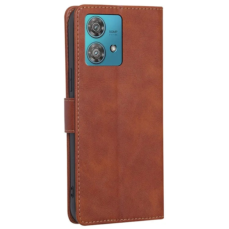 For Motorola Edge 40 Neo 5G Case Cowhide Texture RFID Blocking Stand Phone Shell