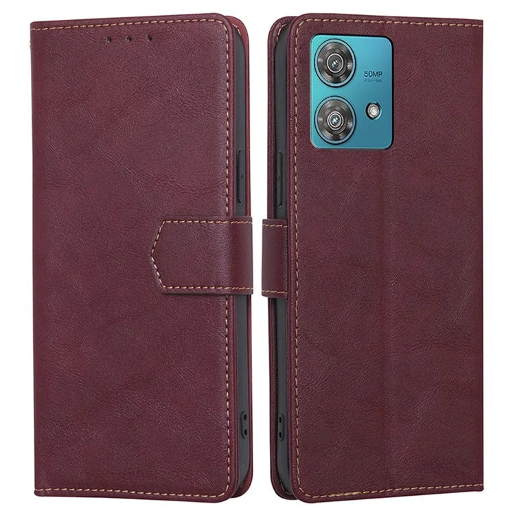 For Motorola Edge 40 Neo 5G Case Cowhide Texture RFID Blocking Stand Phone Shell