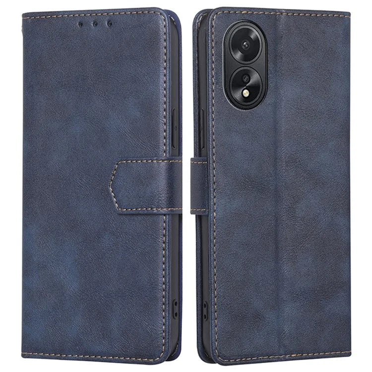 For Oppo A38 4G / A18 4G Case PU Leather Cowhide Texture Shockproof Stand Cover