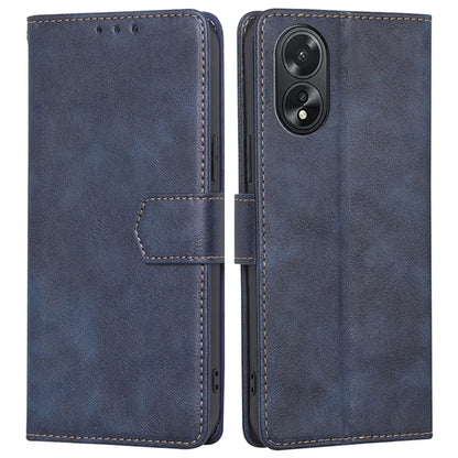 For Oppo A38 4G / A18 4G Case PU Leather Cowhide Texture Shockproof Stand Cover