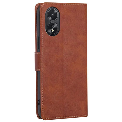 For Oppo A38 4G / A18 4G Case PU Leather Cowhide Texture Shockproof Stand Cover