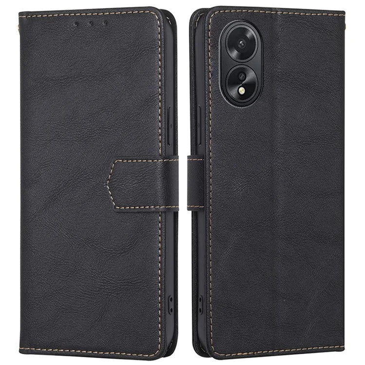 For Oppo A38 4G / A18 4G Case PU Leather Cowhide Texture Shockproof Stand Cover