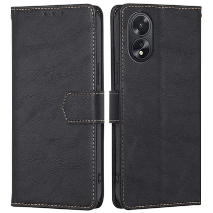 For Oppo A38 4G / A18 4G Case PU Leather Cowhide Texture Shockproof Stand Cover