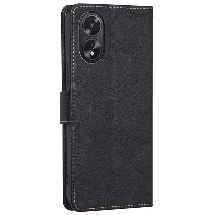 For Oppo A38 4G / A18 4G Case PU Leather Cowhide Texture Shockproof Stand Cover