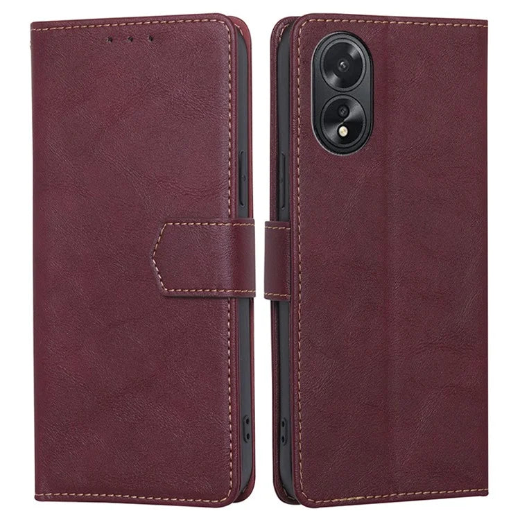 For Oppo A38 4G / A18 4G Case PU Leather Cowhide Texture Shockproof Stand Cover