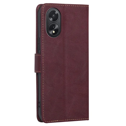 For Oppo A38 4G / A18 4G Case PU Leather Cowhide Texture Shockproof Stand Cover