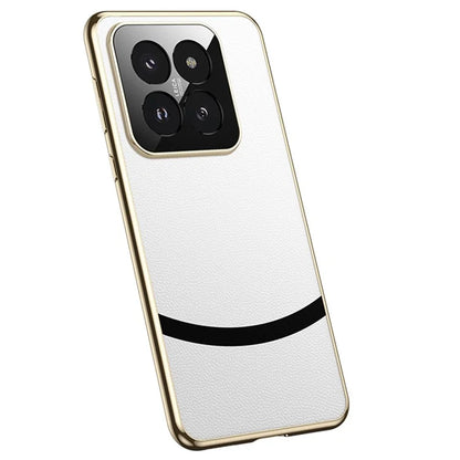 For Xiaomi 14 Phone Case PU Leather+TPU Protective Electroplating Cover